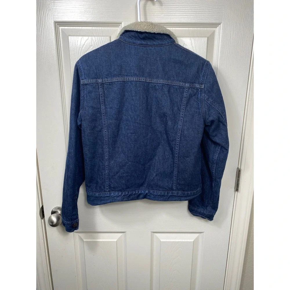 Kids Gap Denim Sherpa‎ Lined Trucker Jacket Dark Wash Blue Size XXL